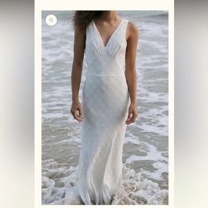 Beautiful rare Realisation Par x Claudia Schiffer Caspar dress white silk EUC M